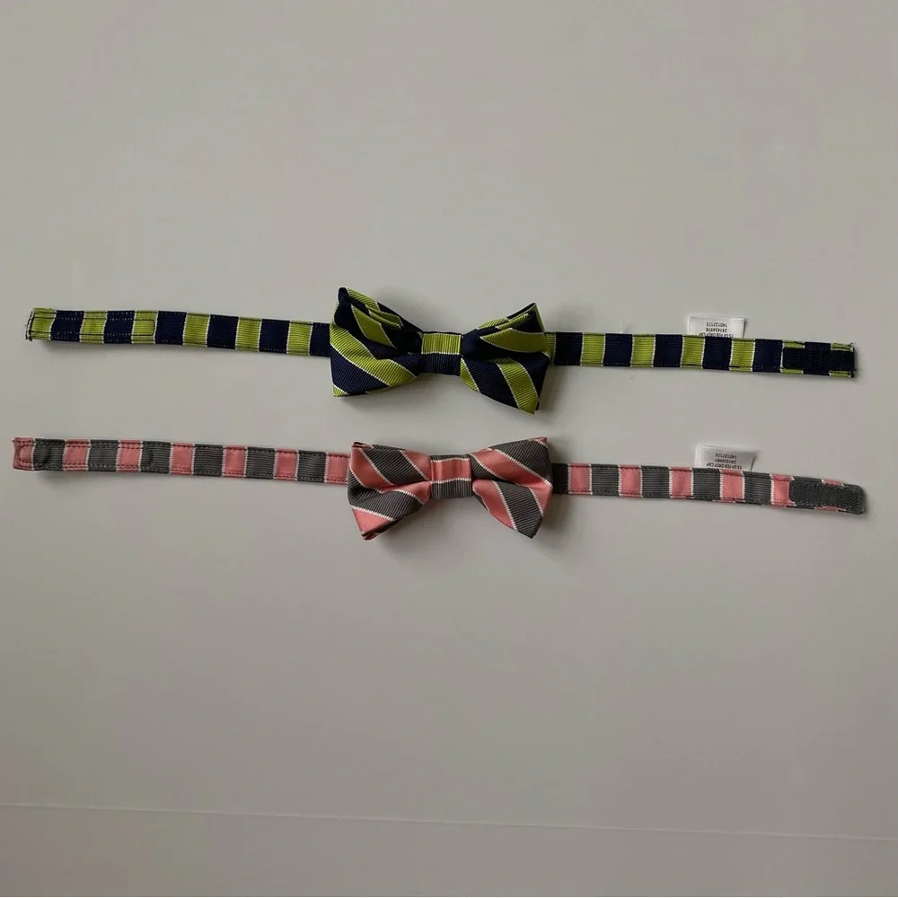 Gymboree Boys Set of 2 Striped Bow Tie for Kids - Green and Pink